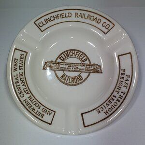 VINTAGE CLINCHFIELD RAILROAD ASH TRAY, 1950'S ERA. SERVICE ADVERTISING ITEM